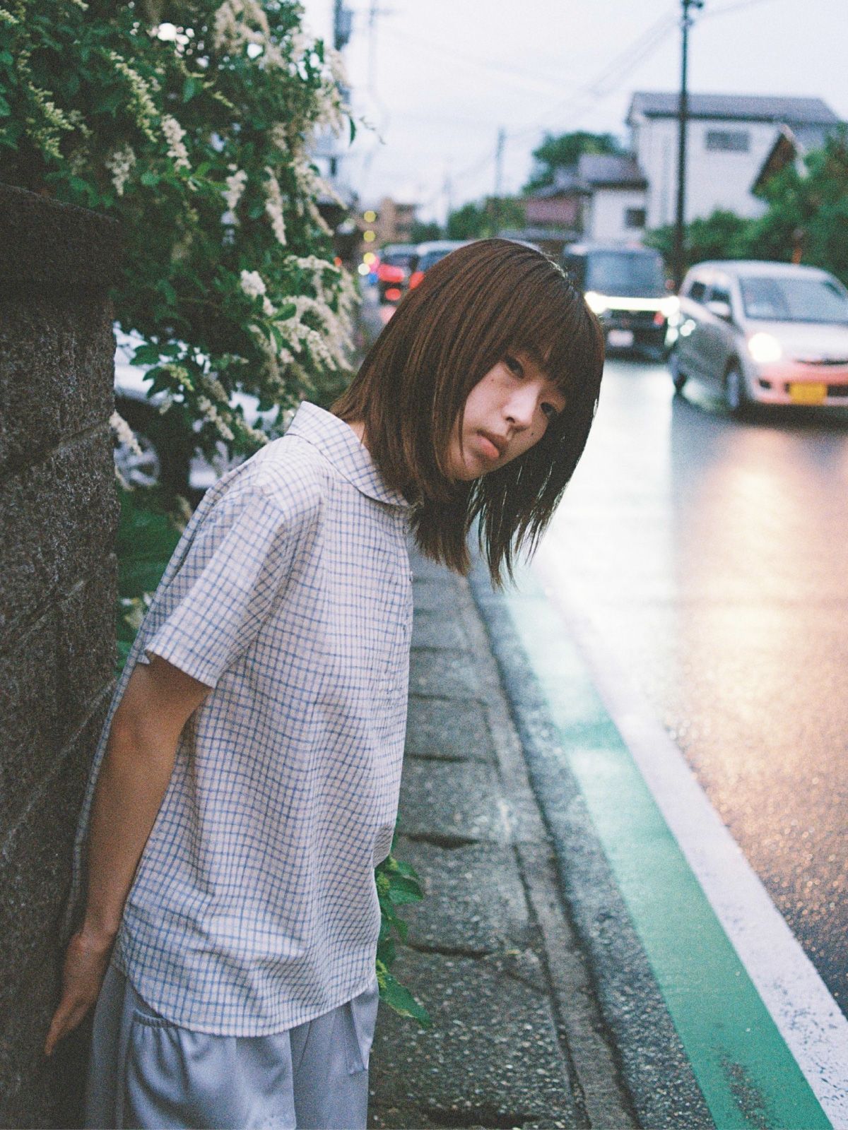 피브스피브스(PEEVES PEEVES) Round Collar Check Blouse / Lemon
