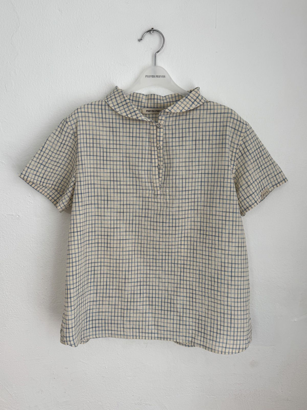 피브스피브스(PEEVES PEEVES) Round Collar Check Blouse / Lemon
