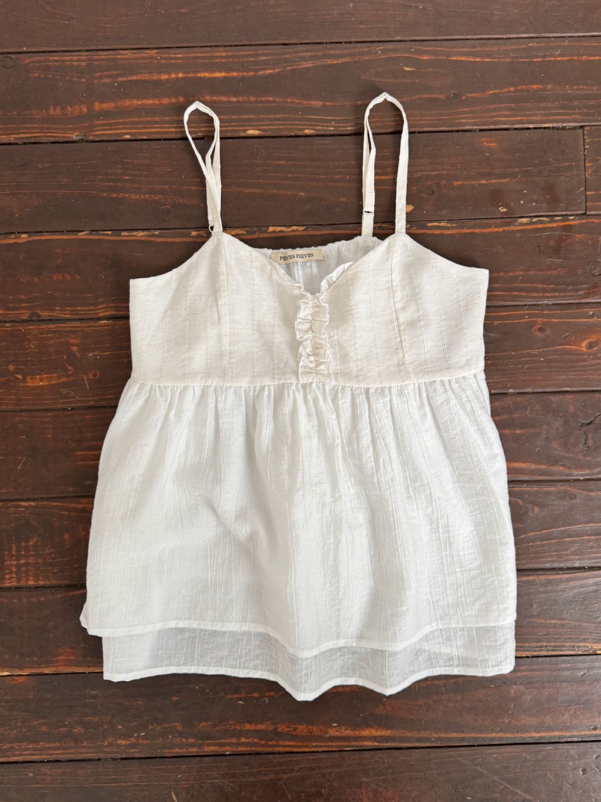 피브스피브스(PEEVES PEEVES) Tiered Sleeveless Blouse / White