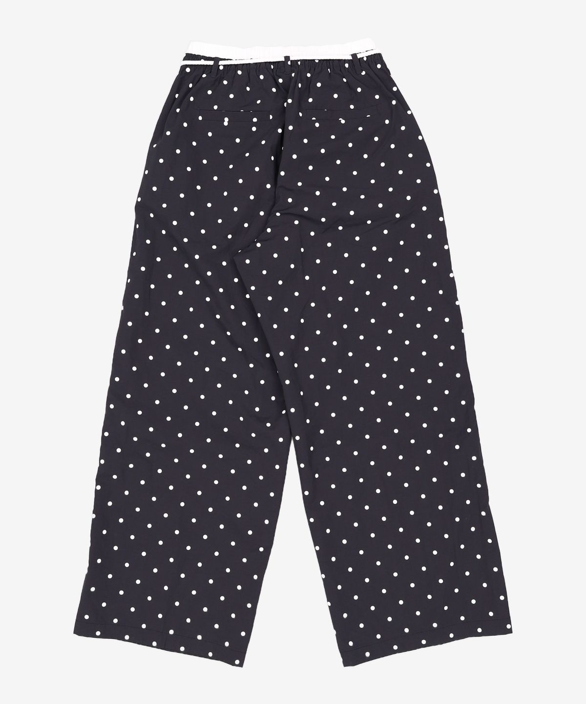 유희(YOUHEE) COTTON LAYERED BANDING WIDE PANTS BLACK