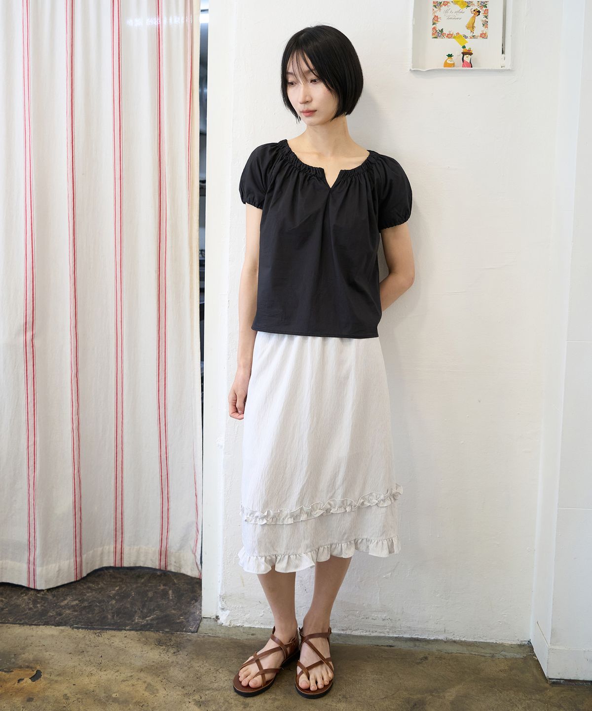 줄리아페페(JULIAPEPE) Frill Point Skirt White