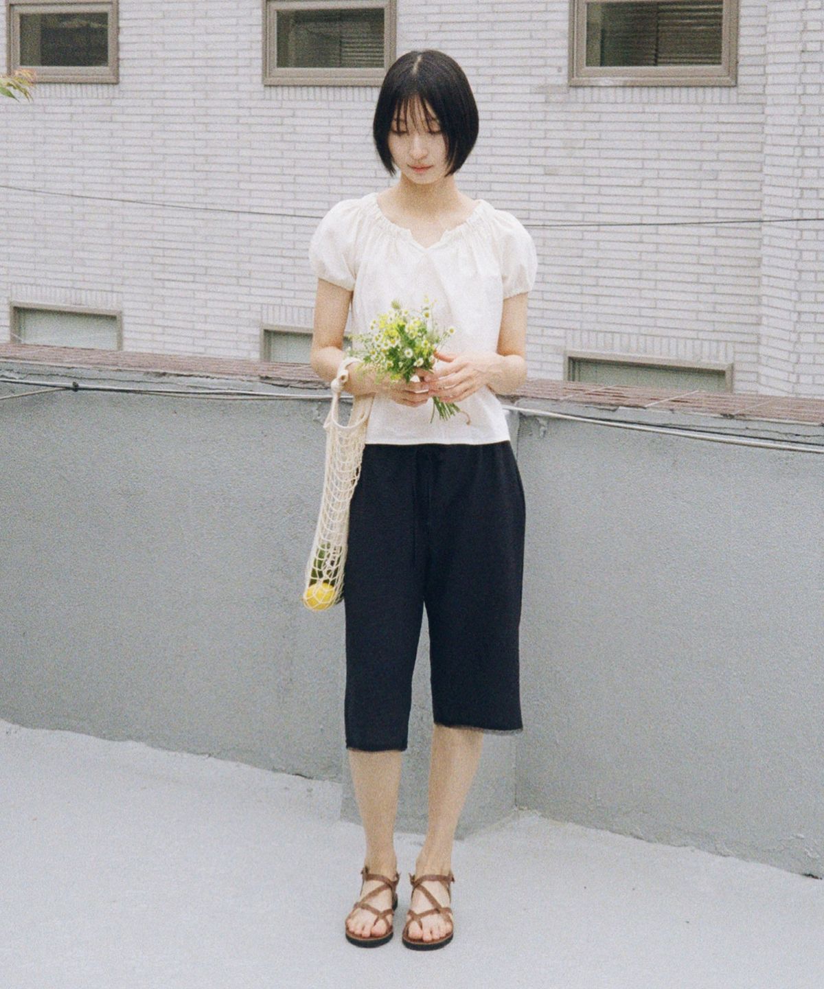 줄리아페페(JULIAPEPE) Lace Point Capri Pants Black