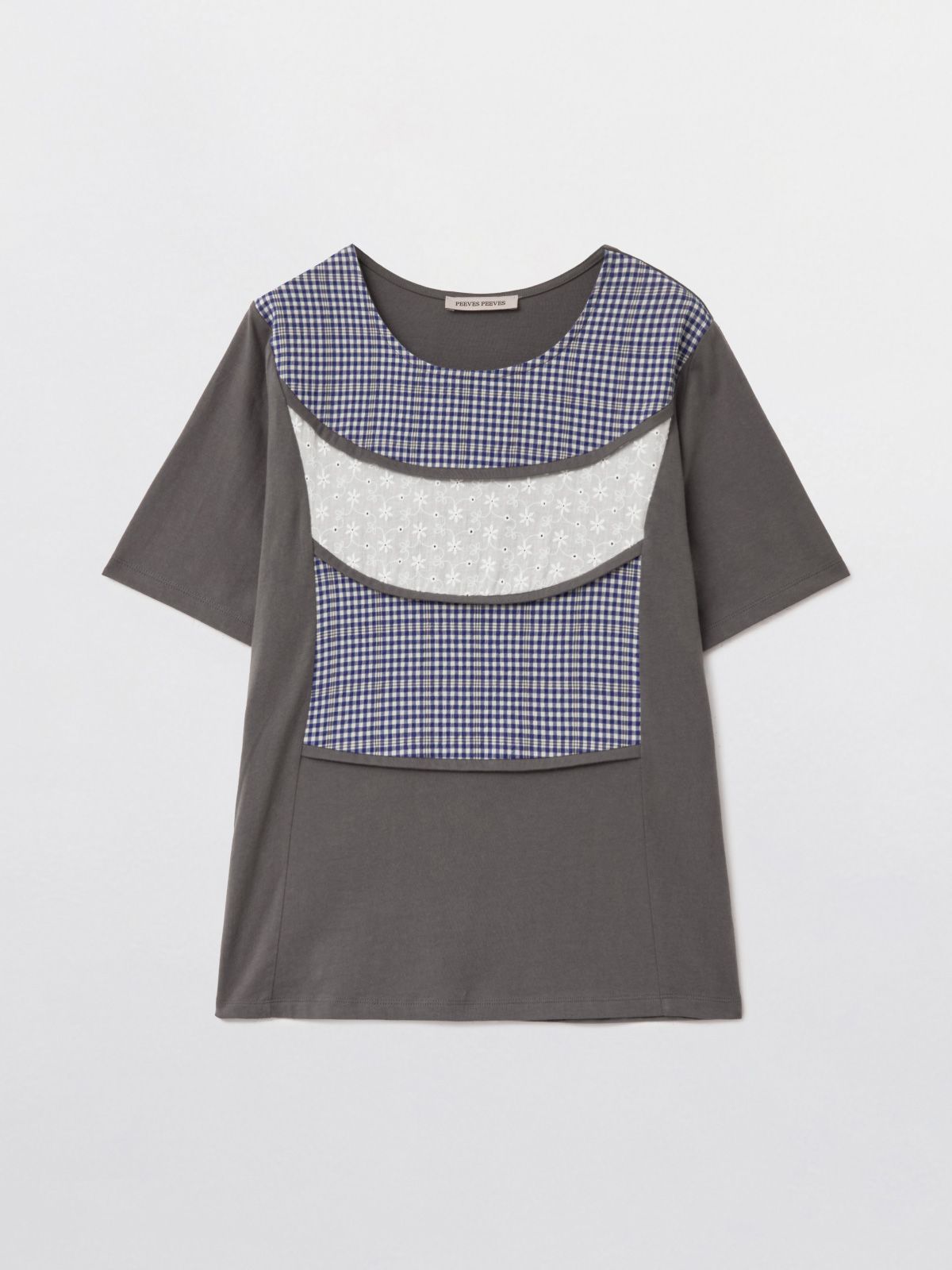 피브스피브스(PEEVES PEEVES) Curved Bib T-Shirt / Charcoal