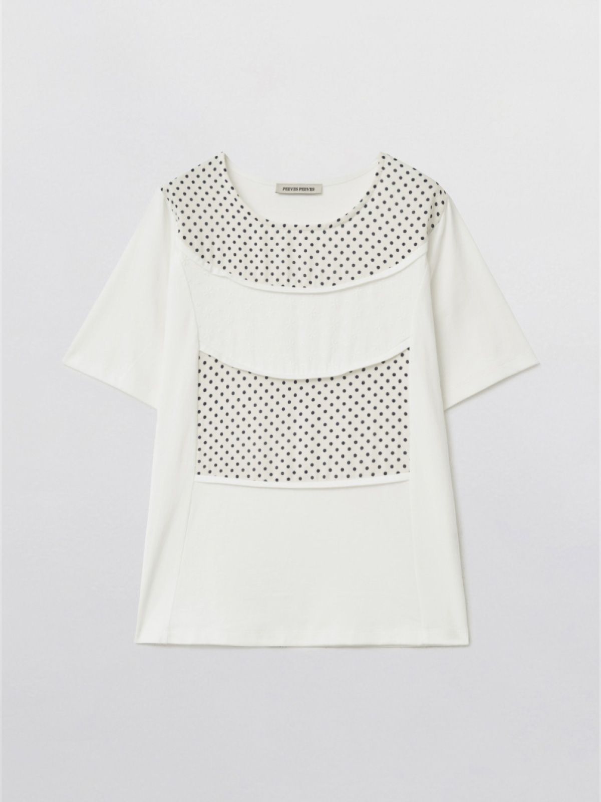 피브스피브스(PEEVES PEEVES) Curved Bib T-Shirt / Ivory