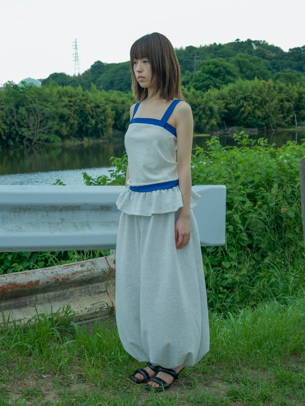 피브스피브스(PEEVES PEEVES) Double Strap Tank Top / Blue