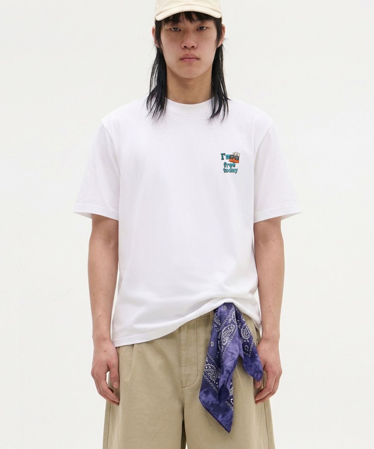 엠블룩(AMBLELOOK) 프리미엄 면스판 라운드 반팔티셔츠 FREE DUCK (4color)
