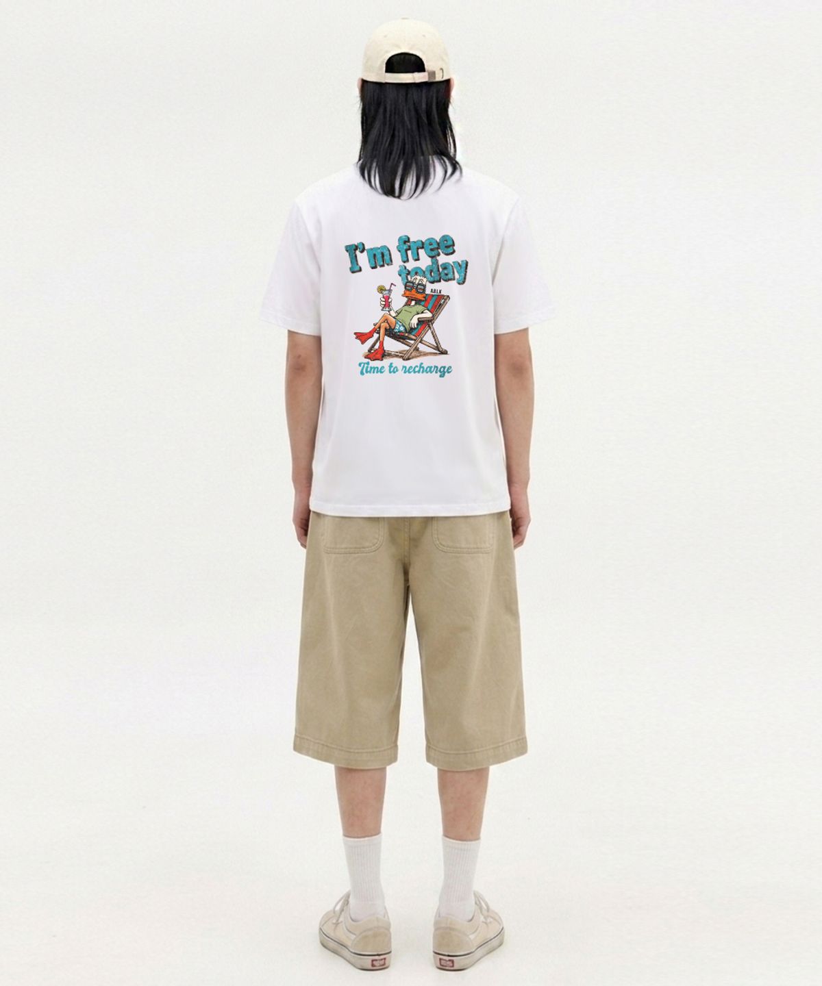 엠블룩(AMBLELOOK) 프리미엄 면스판 라운드 반팔티셔츠 FREE DUCK (4color)