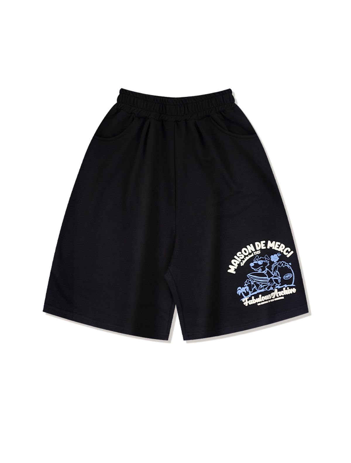 라 메종 스튜디오(LA MAISON STUDIO) SURFING PUPPY BERMUDA SHORTS BLACK(FCG2PT816M)