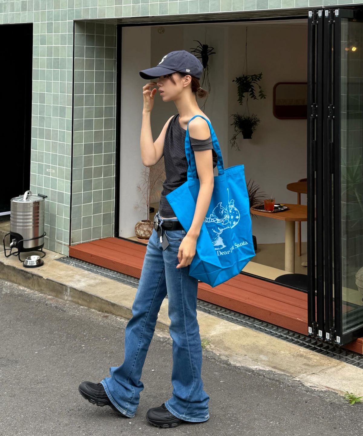 디어틴트산타(DEAR TINT SANTA) Holiday Cat Big Tote_turquoise