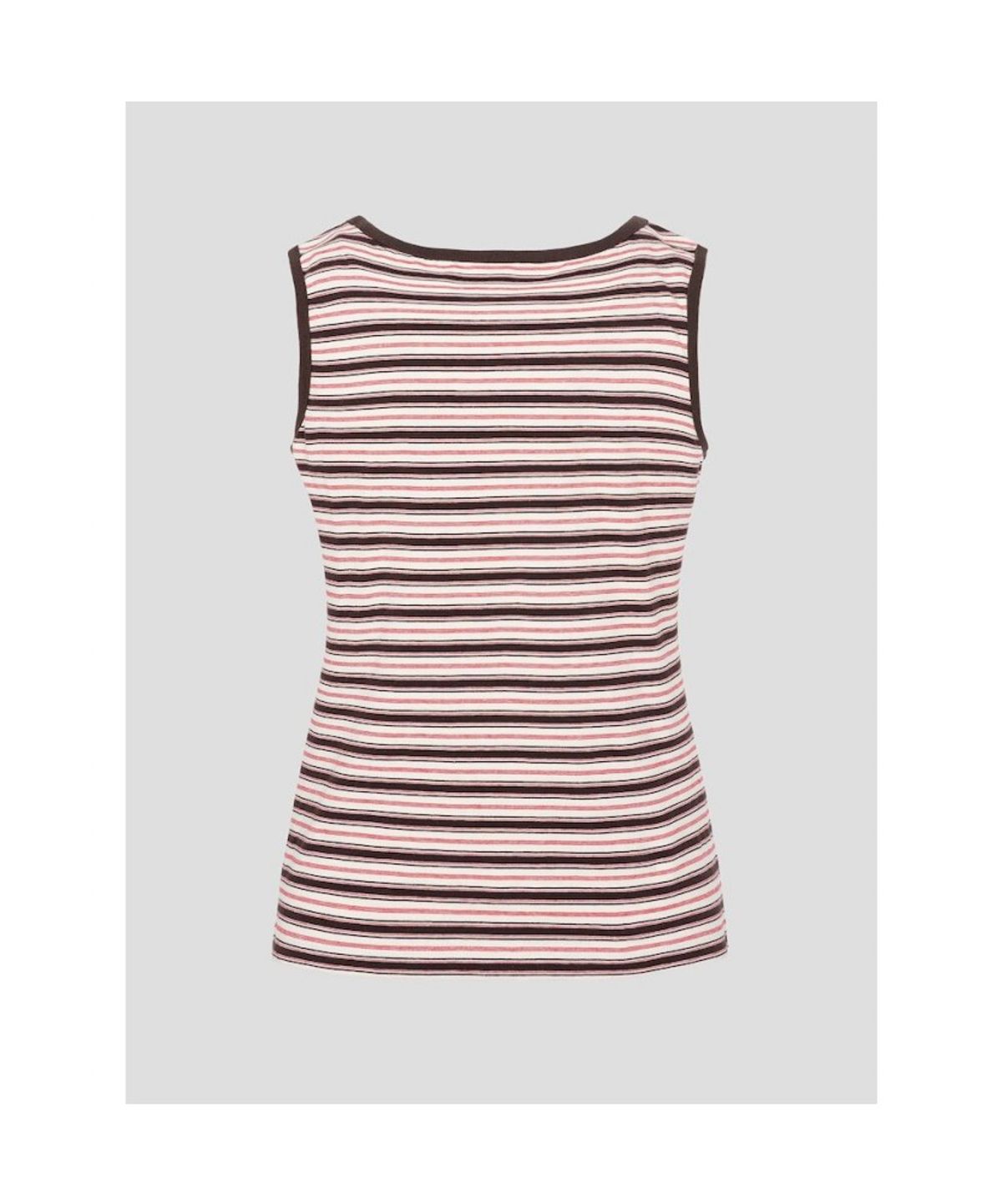 빈폴 레이디스(BEANPOLE LADIES) 멀티 스트라이프 U넥 슬리브리스 티셔츠  브라운 (BF6542C05D)