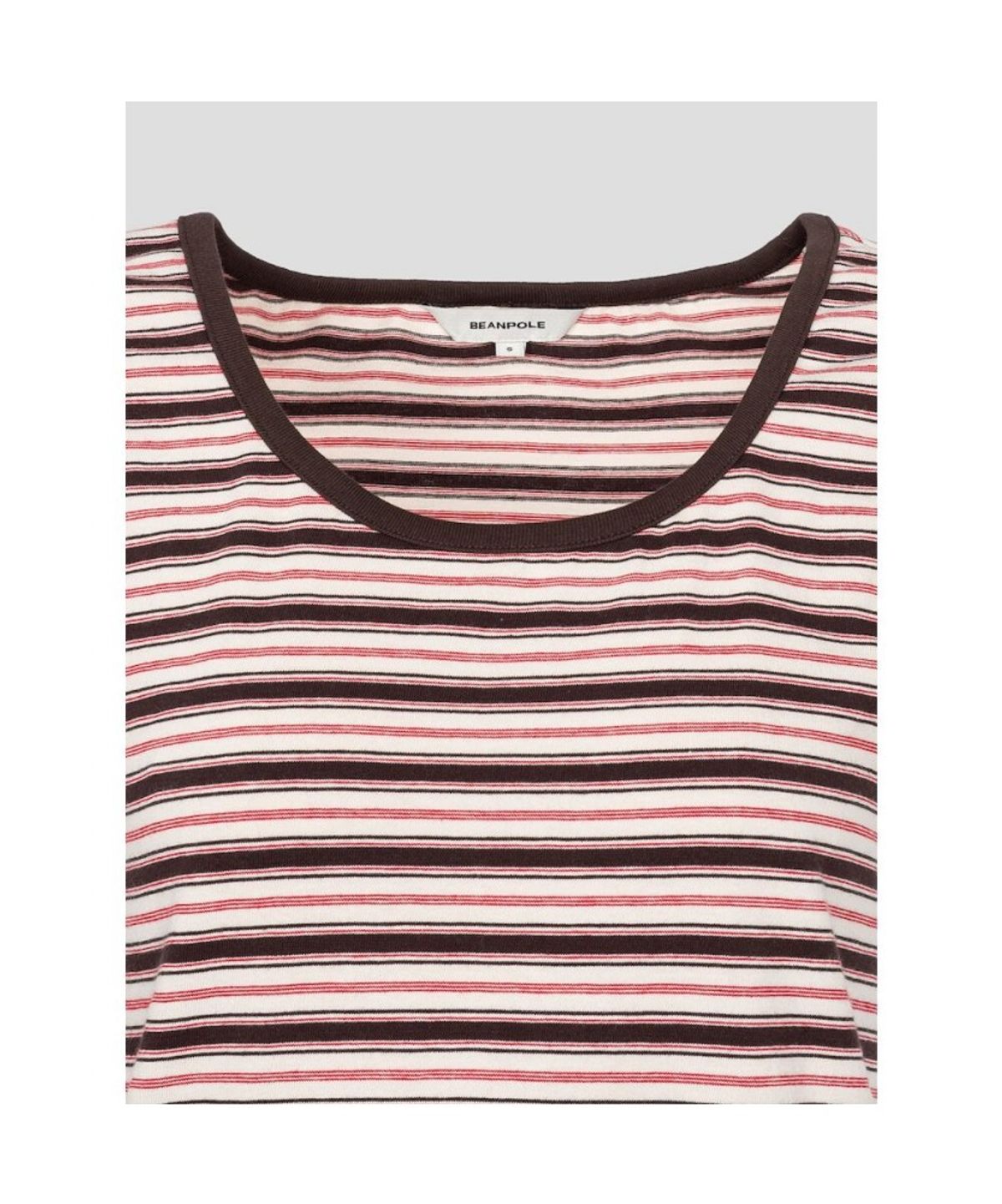 빈폴 레이디스(BEANPOLE LADIES) 멀티 스트라이프 U넥 슬리브리스 티셔츠  브라운 (BF6542C05D)