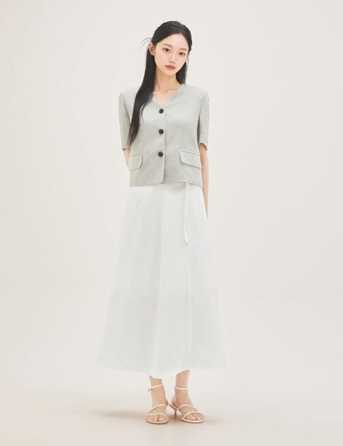 로엠(ROEM) 린넨 롱 A라인 스커트 RMWHG37R11