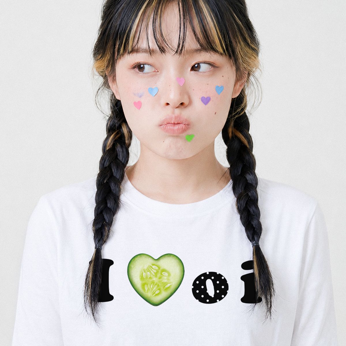 위드썸(WITHSOME) 러브포맷 아이러브 오이 티셔츠