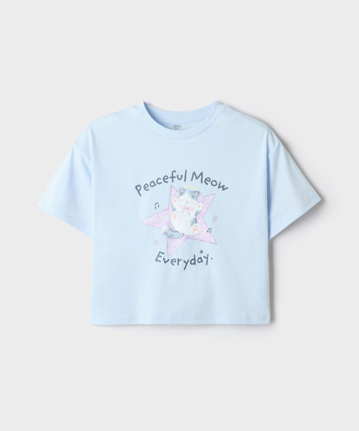 스파오 키즈(SPAO KIDS) [키즈] [COOL] 여아 루즈핏 크롭 고양이 반팔티_SPRPG37KG8
