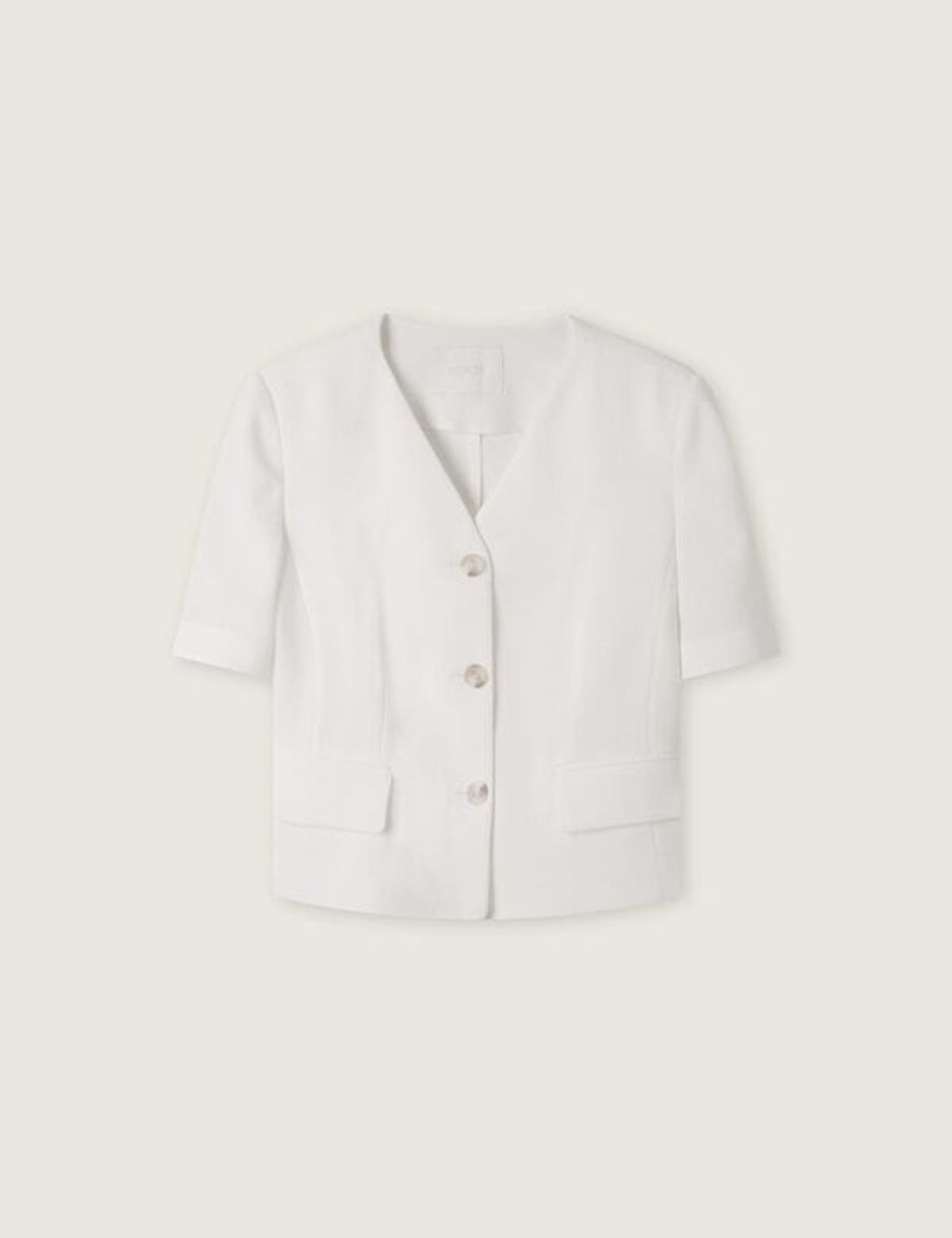 로엠(ROEM) 브이넥 조직감 반팔자켓 RMJKG37R12