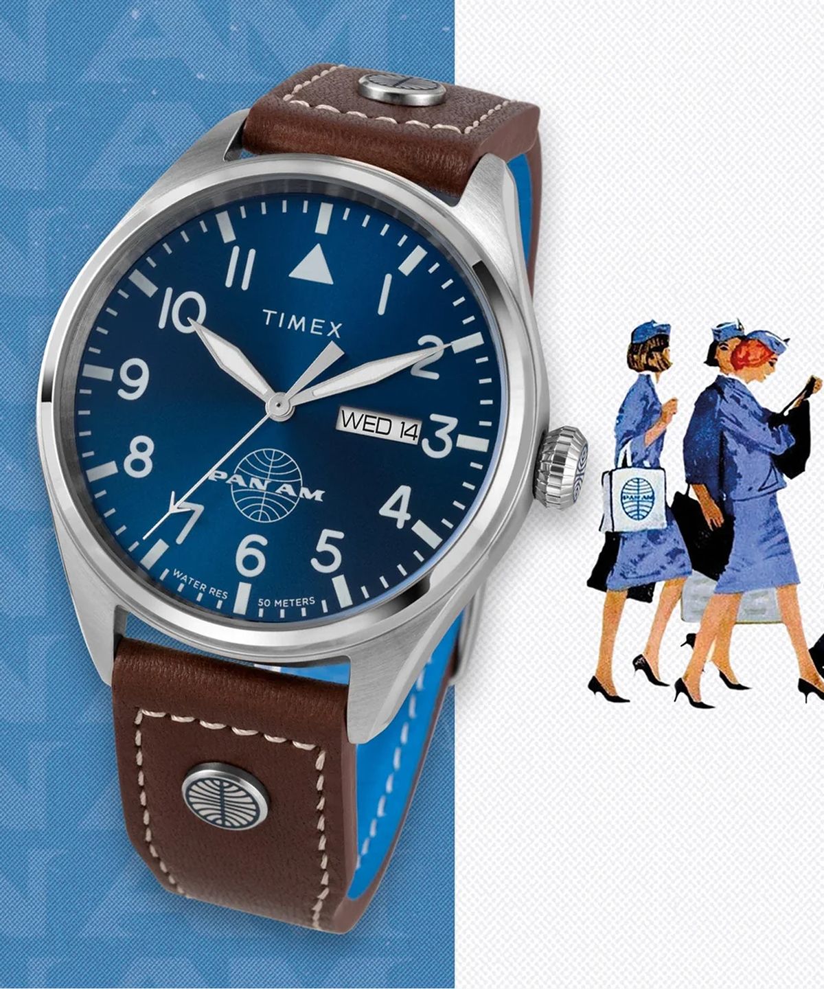 타이맥스(TIMEX) 타이맥스 x 팬암 데이데이트 파일럿워치 42mm