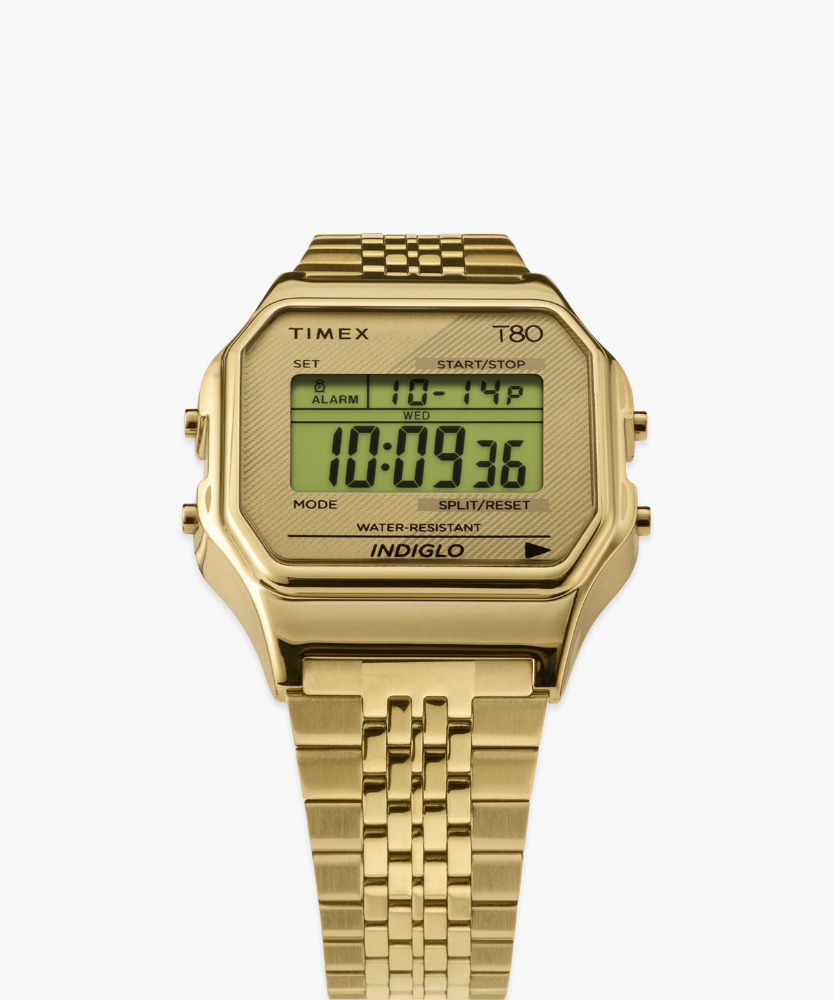 타이맥스(TIMEX) T80 골드 스틸밴드 남녀공용 디지털시계 34mm