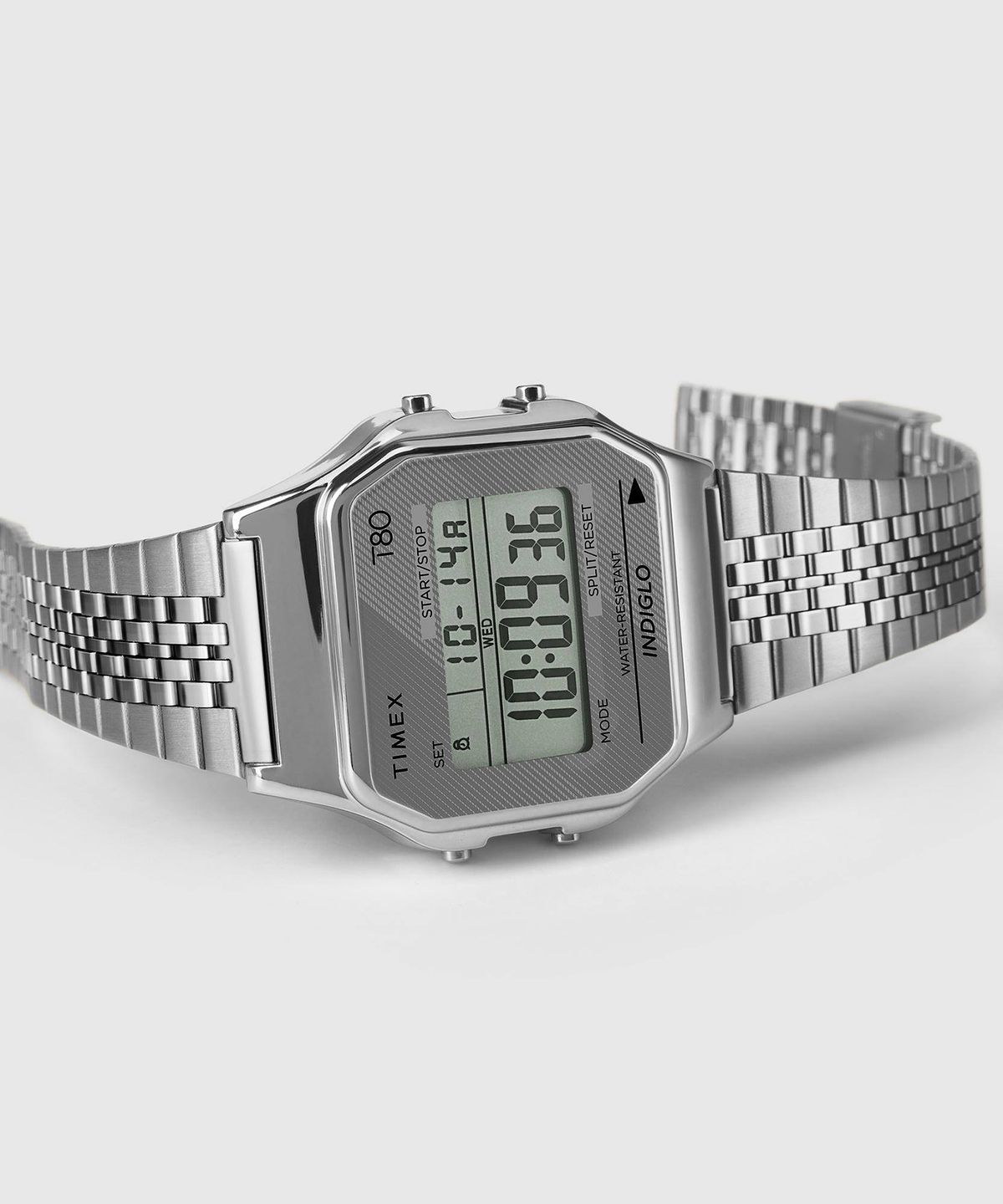 타이맥스(TIMEX) T80 스테인리스 스틸 디지털 전자시계 34mm