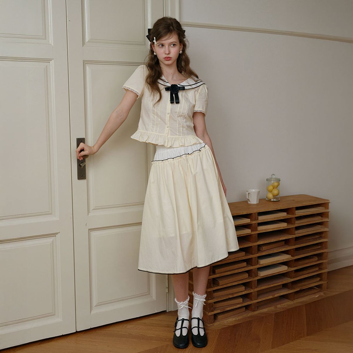 쎄무아듀(CEST MOIDEW) Cest_Yellow flare midi skirt