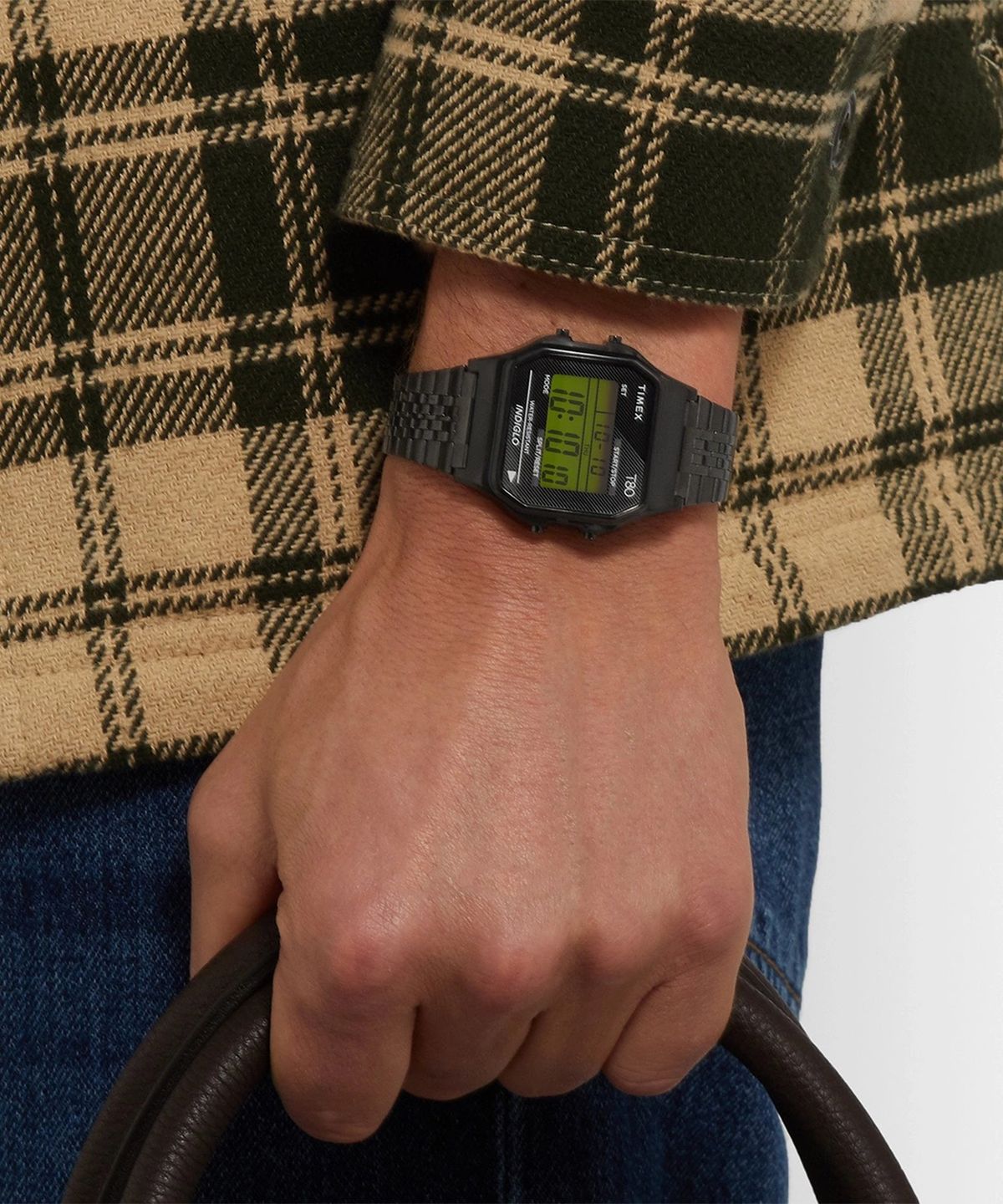 타이맥스(TIMEX) T80 올블랙 메탈스트랩 전자시계 34mm