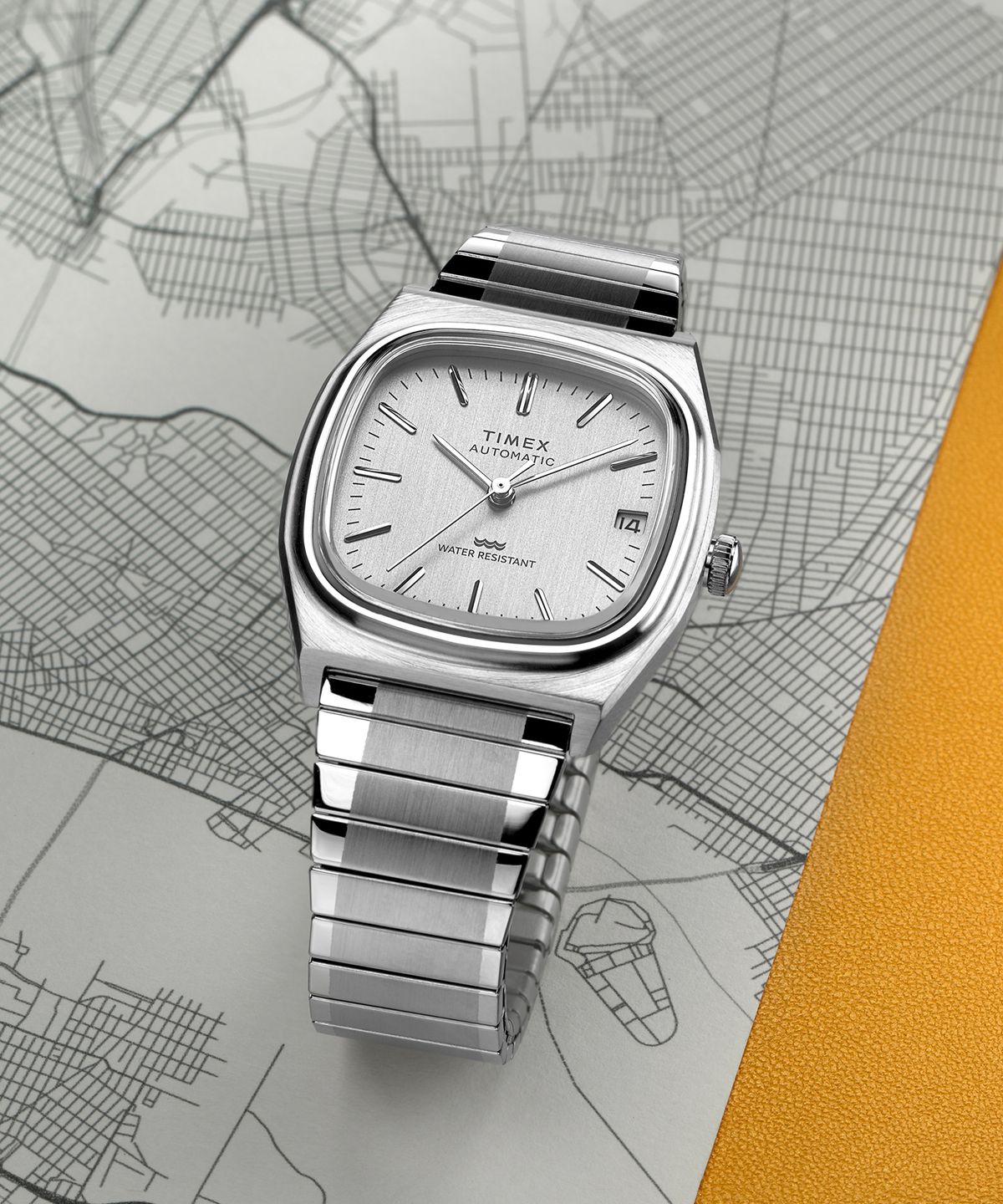 타이맥스(TIMEX) E라인 오토매틱 1983 리이슈 실버 메탈시계 34mm