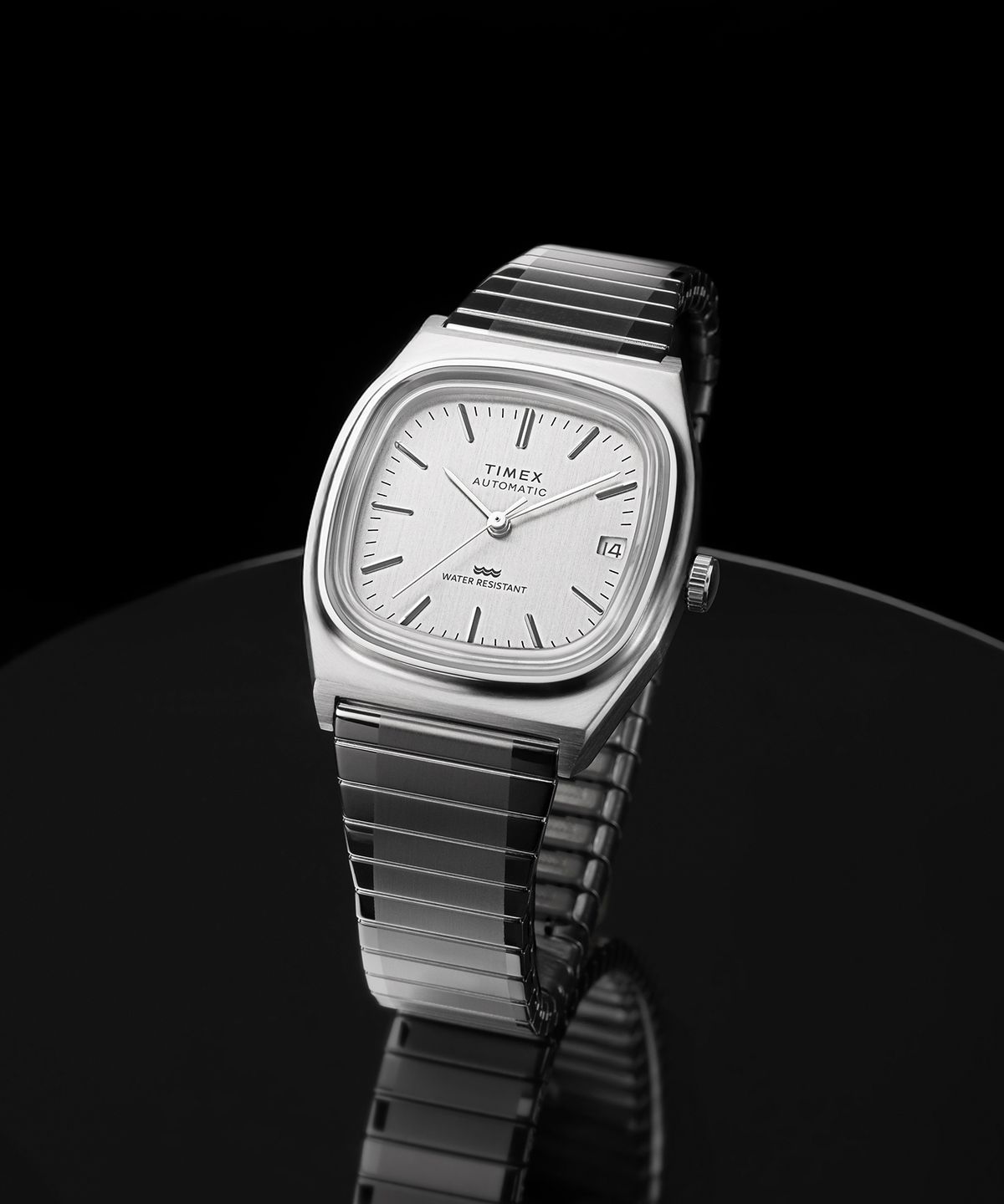 타이맥스(TIMEX) E라인 오토매틱 1983 리이슈 실버 메탈시계 34mm