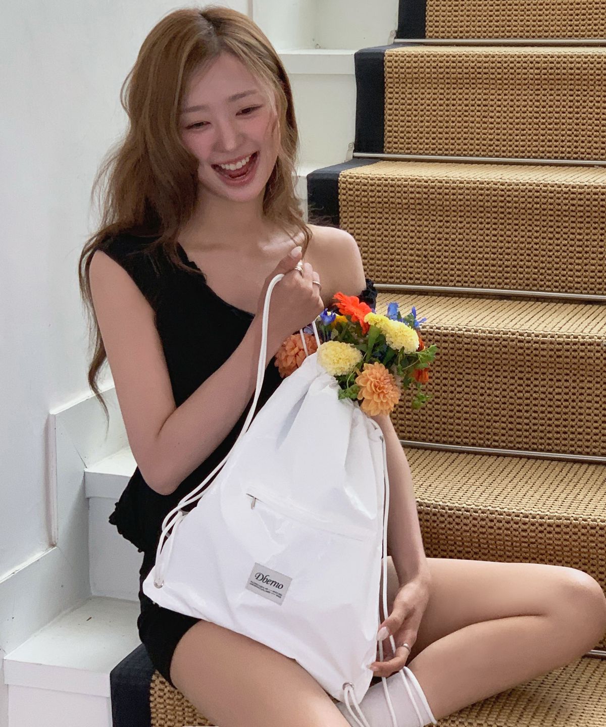 디베르노(DBERNO) [파우치 포함] 디베르노 투웨이 포켓 스트링 짐색 (화이트)