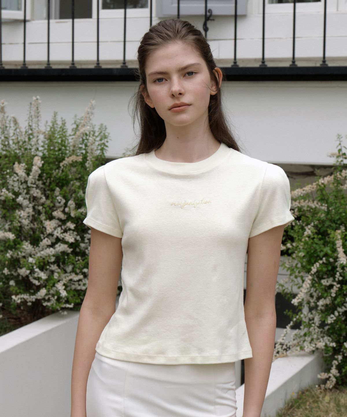 리올그(REORG) REORG LOGO PUFF T-SHIRT LEMON YELLOW