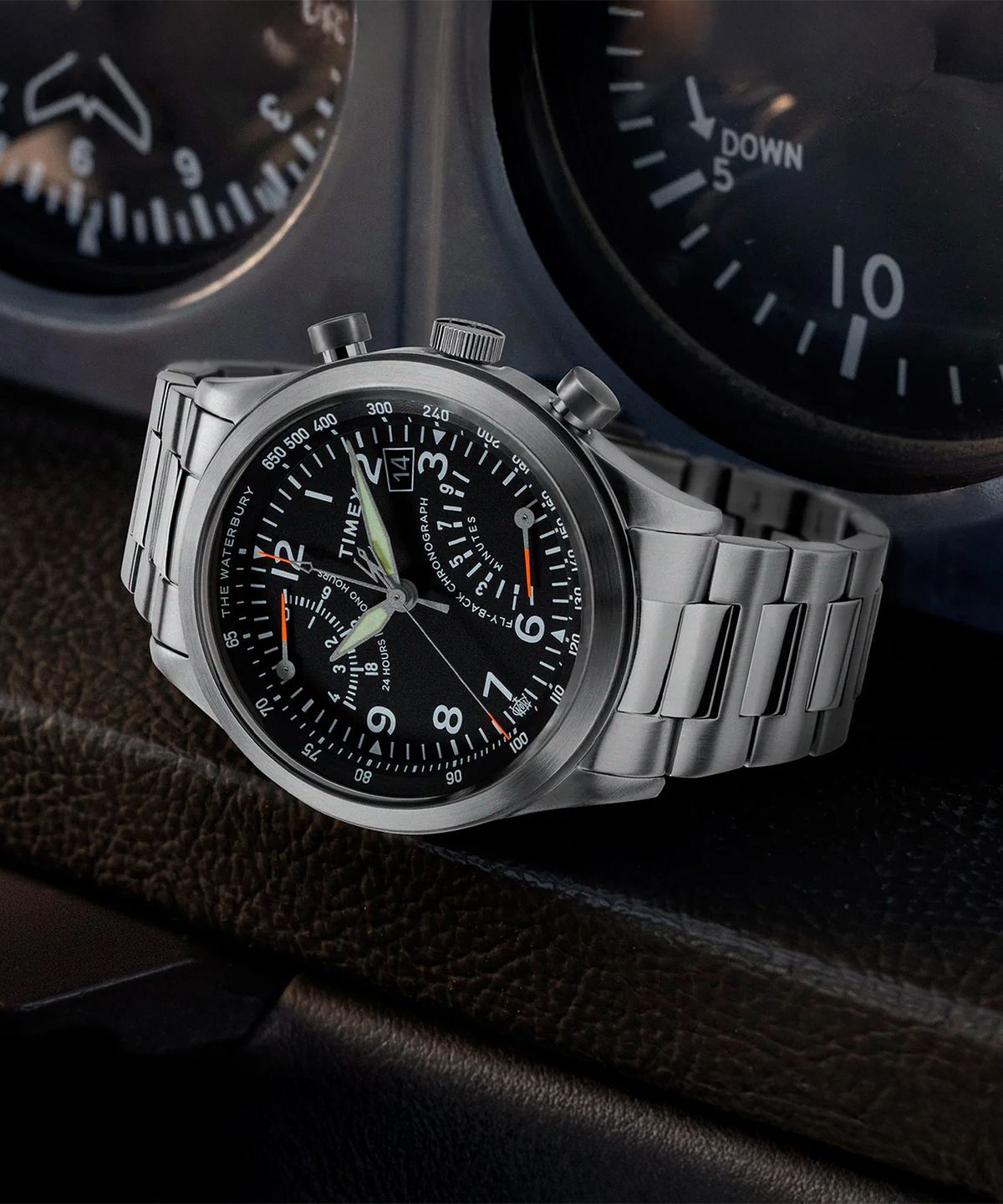 타이맥스(TIMEX) 워터베리 플라이백 크로노그래프 메탈시계 43mm