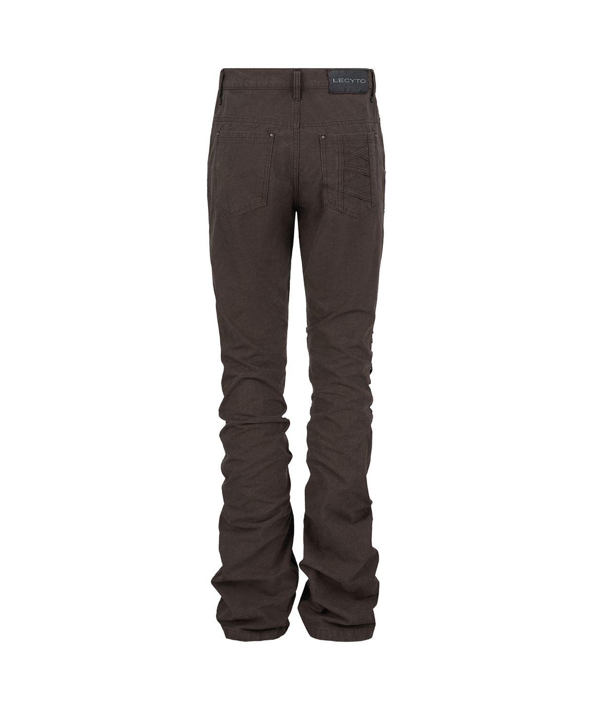 레씨토(LECYTO) Bondage Zip Flare Pants_[Brown]