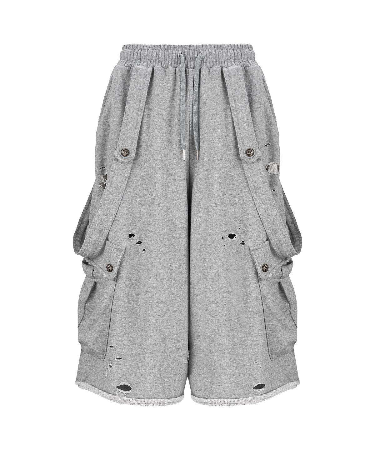 레씨토(LECYTO) Suspender Cargo Bermuda Pants_[Gray]