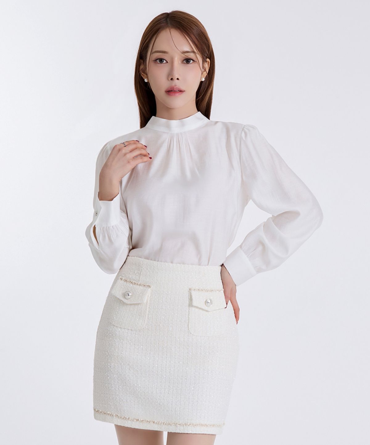 살롱드서울(SALON DE SEOUL) 투웨이 듀얼 블라우스 - 화이트