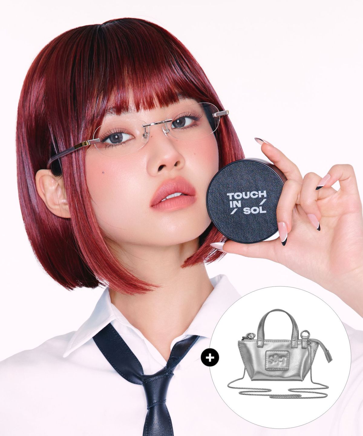 터치인솔(TOUCH IN SOL) [터치인솔x소프트서울 콜라보][블랙웨어] 스킨 커버 쿠션(본품+리필)+체인 쁘띠백