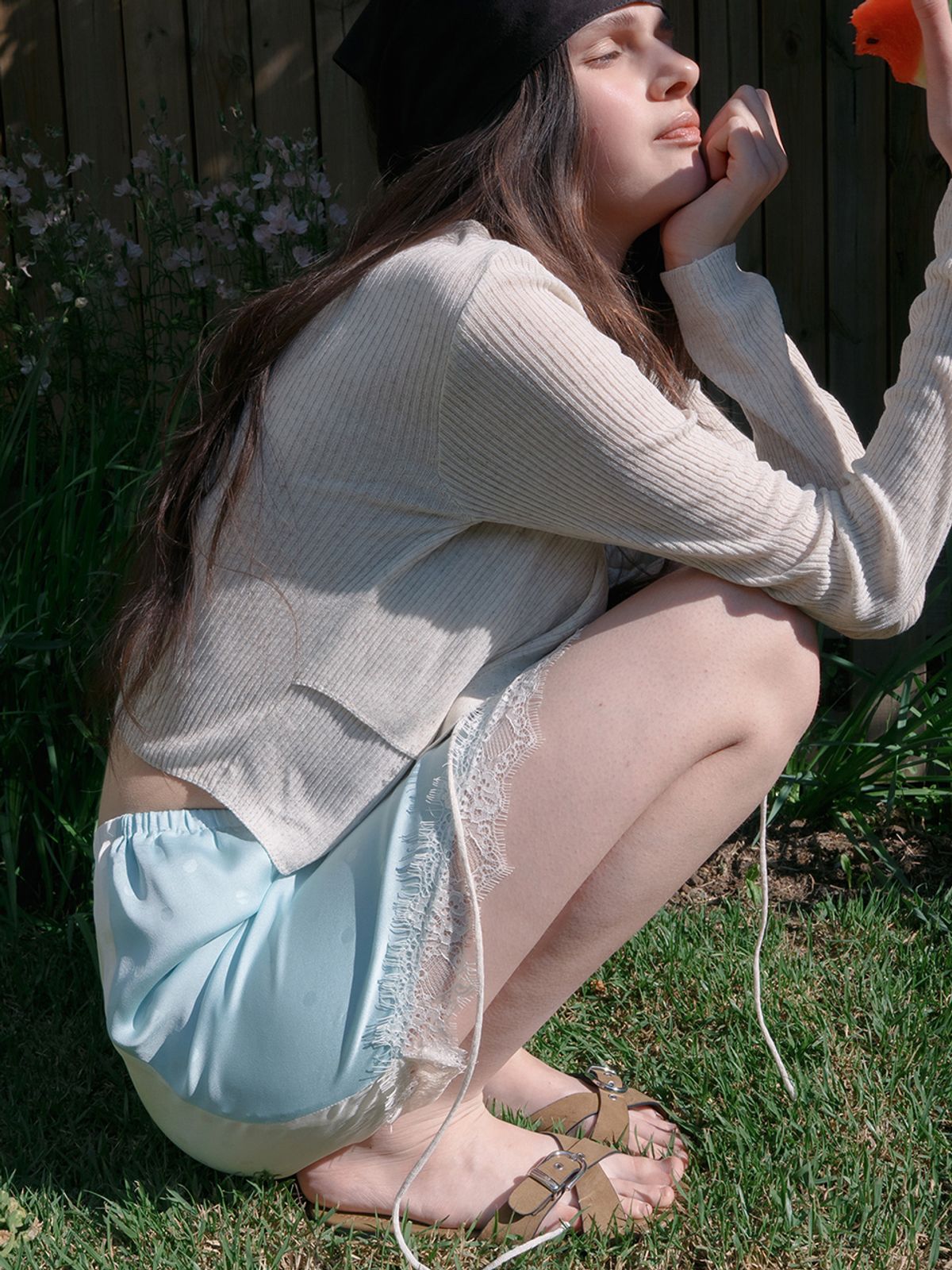 뮈르뮈르(MURMURE) 사코 사선레이스 도트 스커트_Saco Dot Skirt