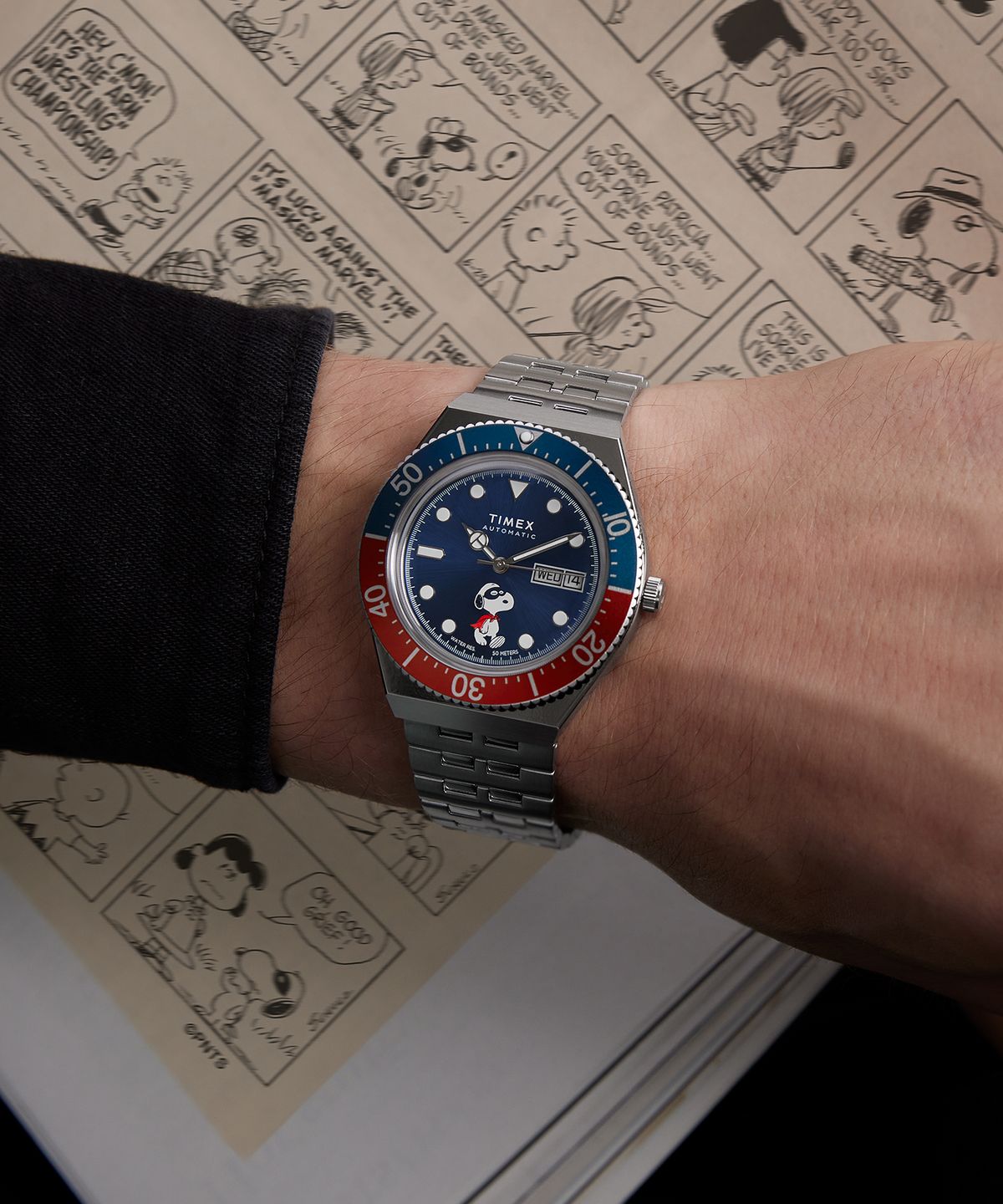 타이맥스(TIMEX) 타이맥스 x 피너츠 M79 오토매틱 선레이 다이얼 메탈시계 40mm