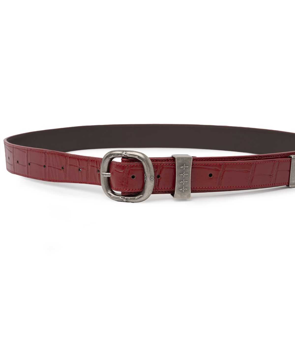 낫포너드(NOT4NERD) Split 4 Symbol Oval Buckle Belt - Red