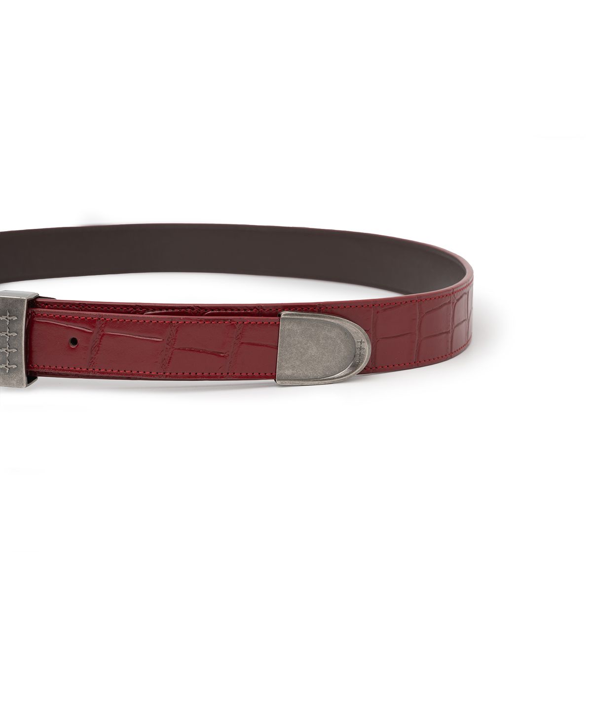낫포너드(NOT4NERD) Split 4 Symbol Oval Buckle Belt - Red