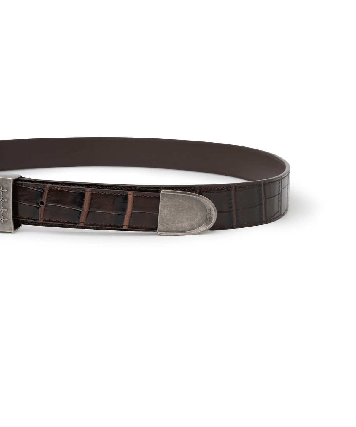 낫포너드(NOT4NERD) Split 4 Symbol Oval Buckle Belt - Brown
