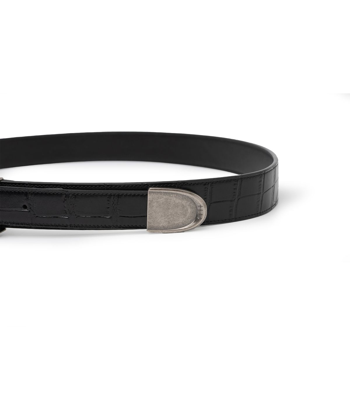 낫포너드(NOT4NERD) Split 4 Symbol Oval Buckle Belt - Black