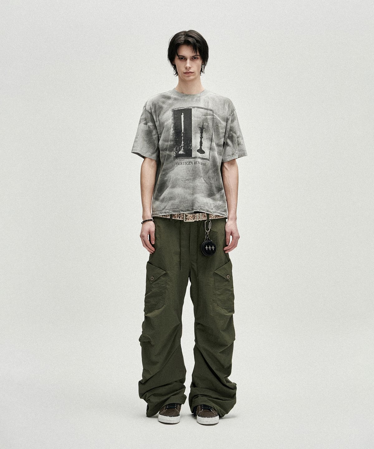 낫포너드(NOT4NERD) Shirring Panel Curved Nylon Cargo Pants - Khaki