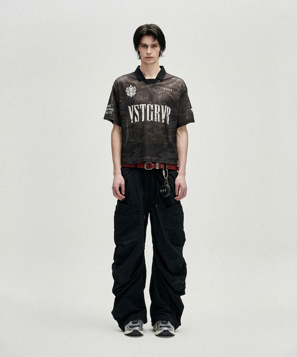 낫포너드(NOT4NERD) Shirring Panel Curved Nylon Cargo Pants - Black