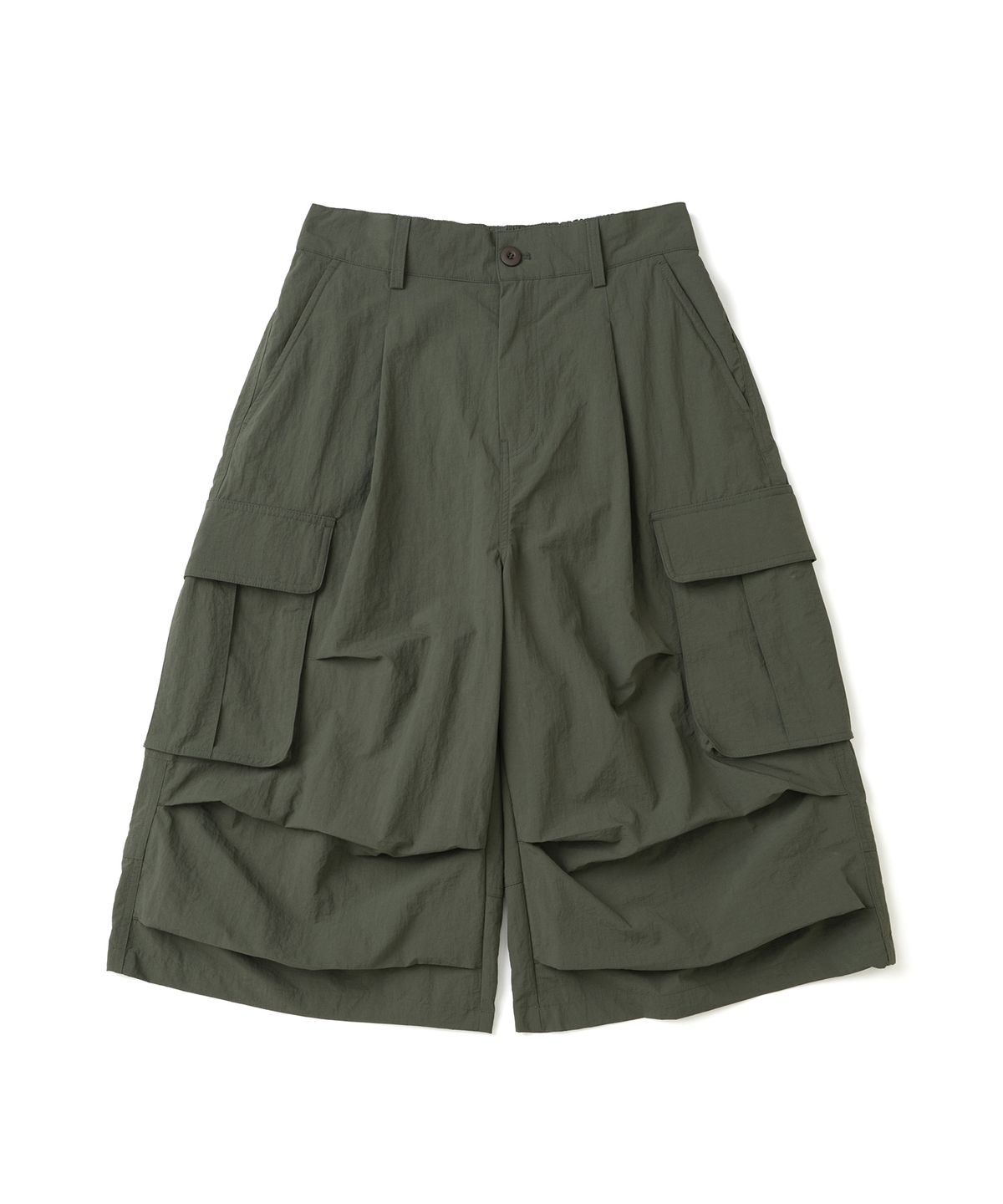 낫포너드(NOT4NERD) Knee Tuck Parachute Cargo Bermuda Shorts - Khaki