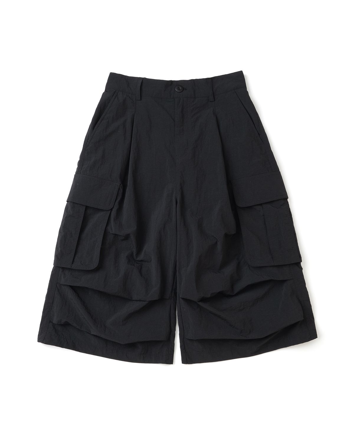 낫포너드(NOT4NERD) Knee Tuck Parachute Cargo Bermuda Shorts - Black
