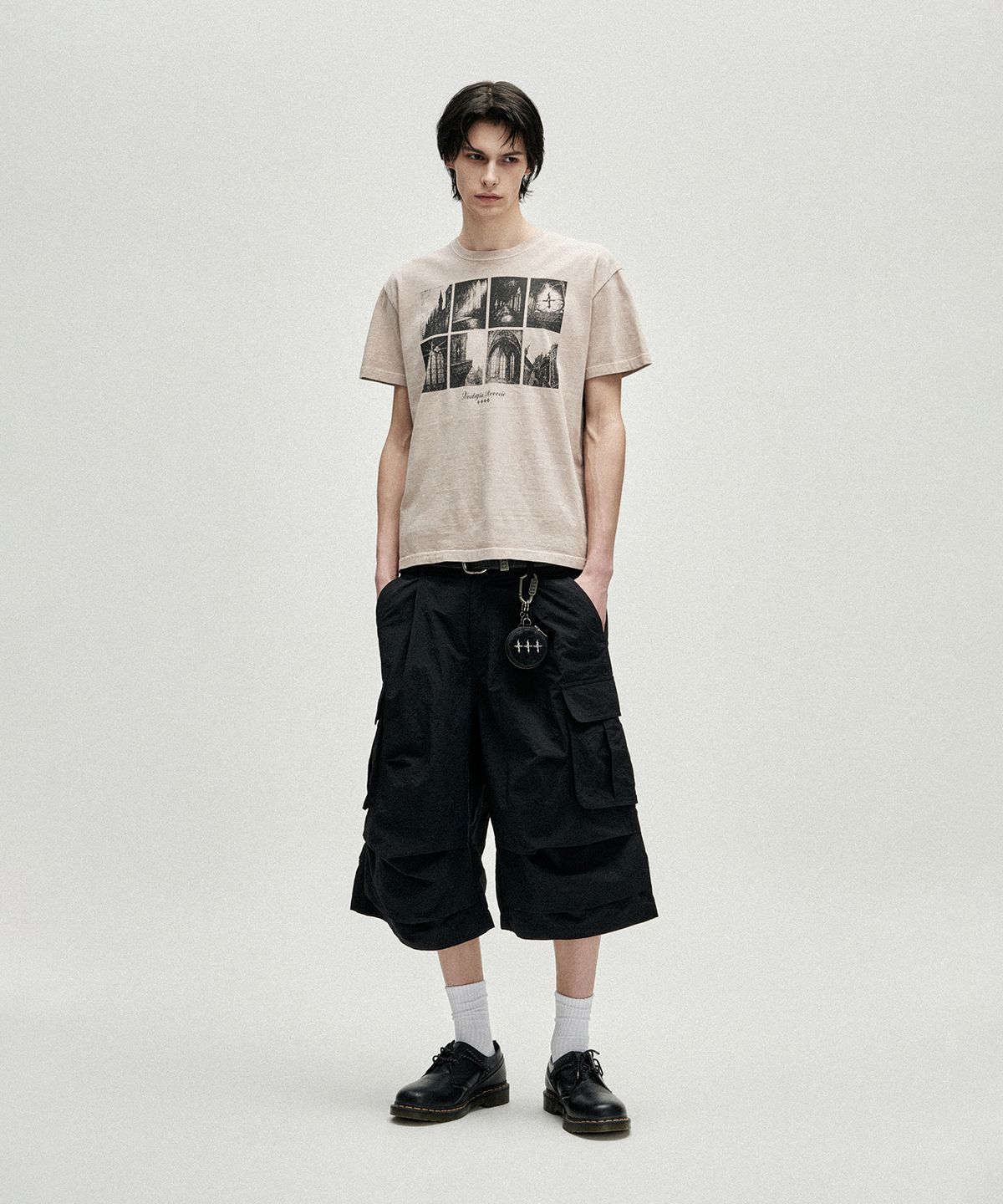 낫포너드(NOT4NERD) Knee Tuck Parachute Cargo Bermuda Shorts - Black