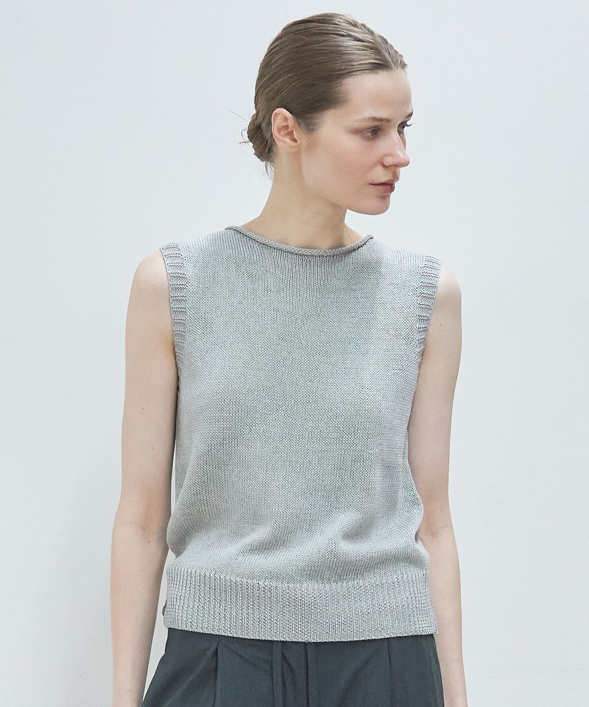 누토프(NUTOFFE) Weave Sleeveless Knit_Gray