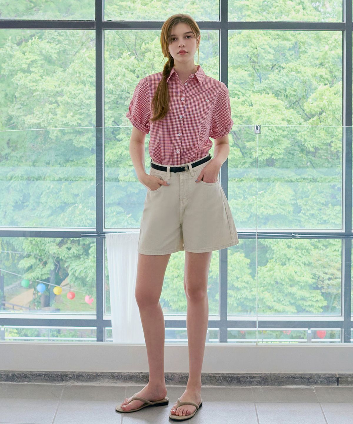 슬로우롤리(SLOWLOLLI) [스크런치 set] Mood linen puff shirt_2 Colors