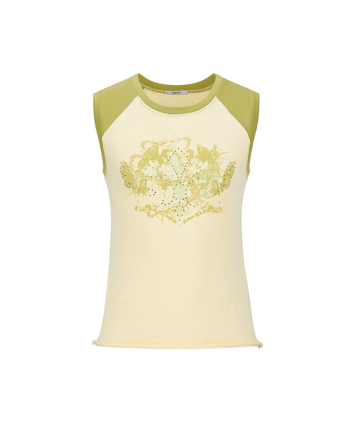 레씨토(LECYTO) Rhinestone Raglan Sleeveless_[Lemon]