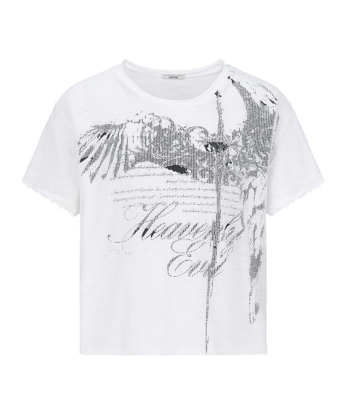 레씨토(LECYTO) Veil Mesh Layered T-Shirt_[White]