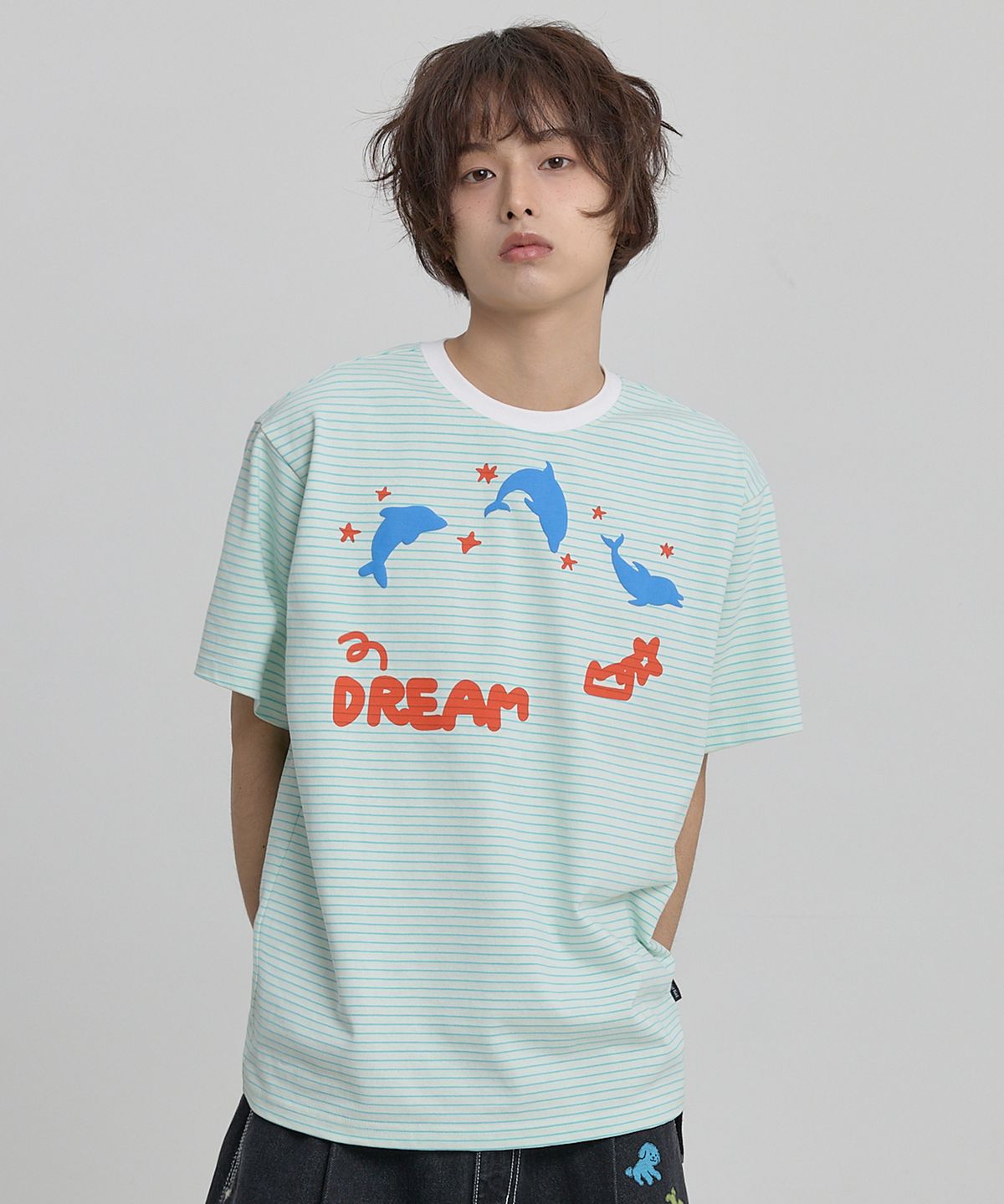 와이케이(WAIKEI) DREAM 돌핀 스트라이프 반팔티셔츠 민트