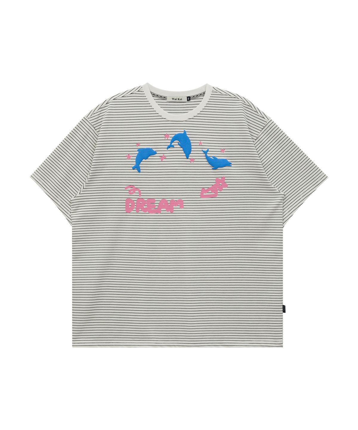 와이케이(WAIKEI) DREAM 돌핀 스트라이프 반팔티셔츠 화이트